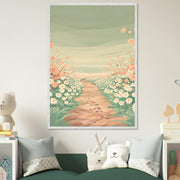 Pastel Floral Path Wall Art | Whimsical Spring Flowers Printable | Nature Nursery Digital Download