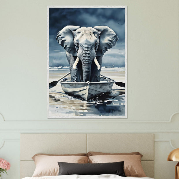 Rowing Elephant Wall Art | Safari Animal Printable | Funny Elephant Nursery Decor | Digital Download