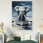 Rowing Elephant Wall Art | Safari Animal Printable | Funny Elephant Nursery Decor | Digital Download