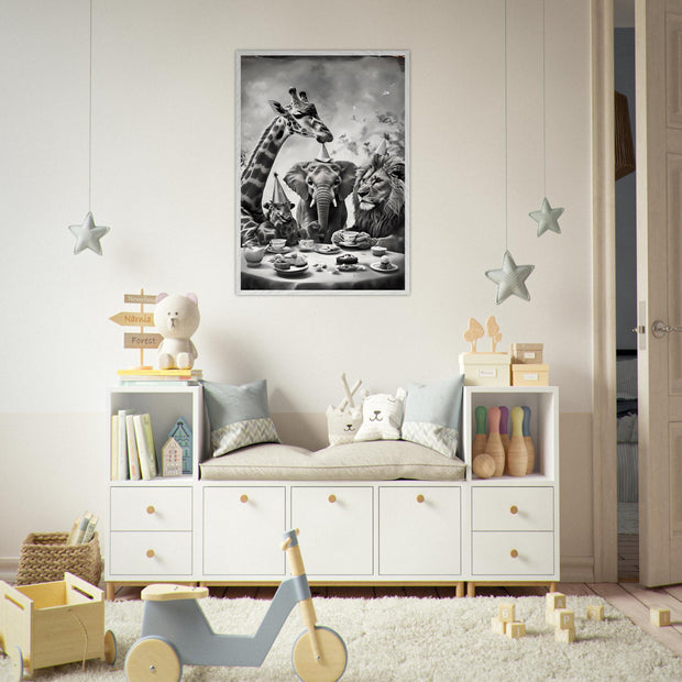 Safari Animal Tea Party Printable | Jungle Nursery Wall Art | Whimsical Safari Friends Digital Download