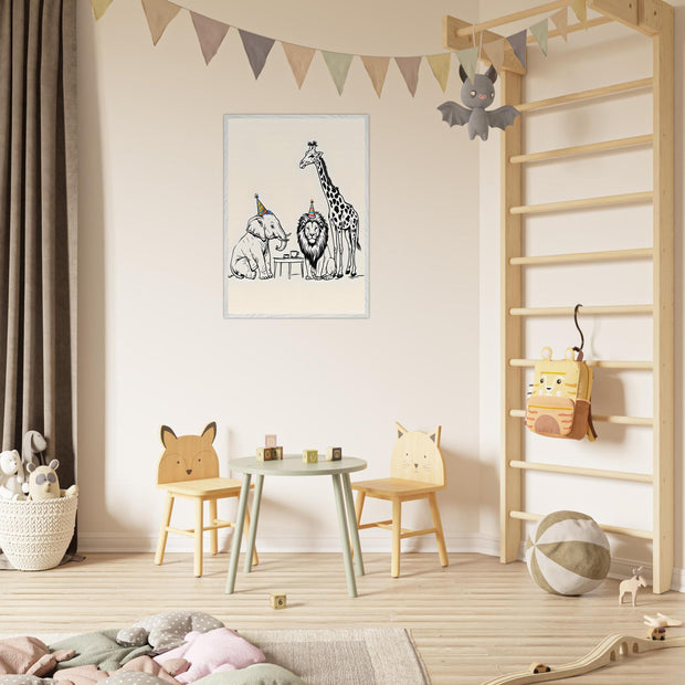Safari Friends Tea Party Printable | Jungle Animal Nursery Wall Art | Elephant, Giraffe & Lion Digital Download