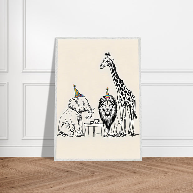 Safari Friends Tea Party Printable | Jungle Animal Nursery Wall Art | Elephant, Giraffe & Lion Digital Download