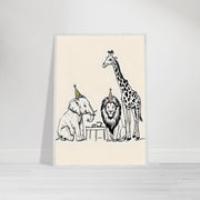 Safari Friends Tea Party Printable | Jungle Animal Nursery Wall Art | Elephant, Giraffe & Lion Digital Download