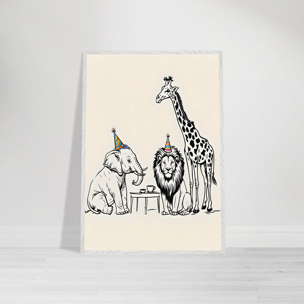 Safari Friends Tea Party Printable | Jungle Animal Nursery Wall Art | Elephant, Giraffe & Lion Digital Download