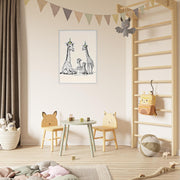 Giraffe Family Tea Party Printable | Safari Nursery Wall Art | Whimsical Jungle Animal Line Art | Digital Download