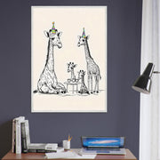 Giraffe Family Tea Party Printable | Safari Nursery Wall Art | Whimsical Jungle Animal Line Art | Digital Download