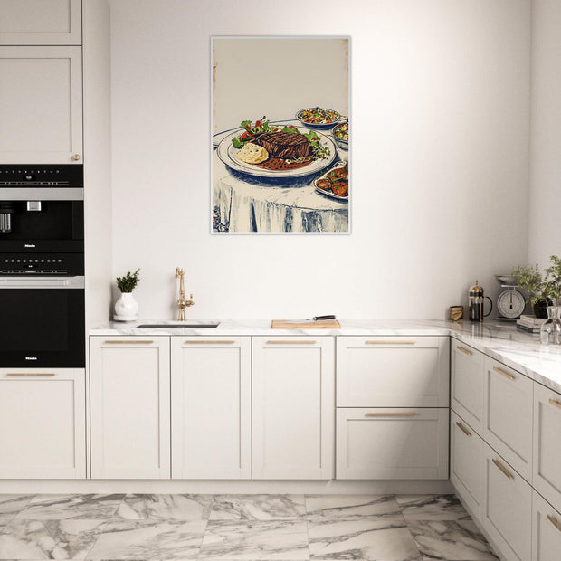 Vintage Steak Dinner Poster – Retro Kitchen Wall Art