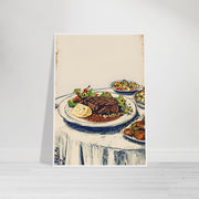 Vintage Steak Dinner Poster – Retro Kitchen Wall Art
