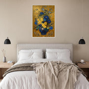 Blue & Gold Floral Vase – Elegant Botanical Art Print