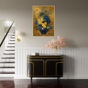 Blue & Gold Floral Vase – Elegant Botanical Art Print