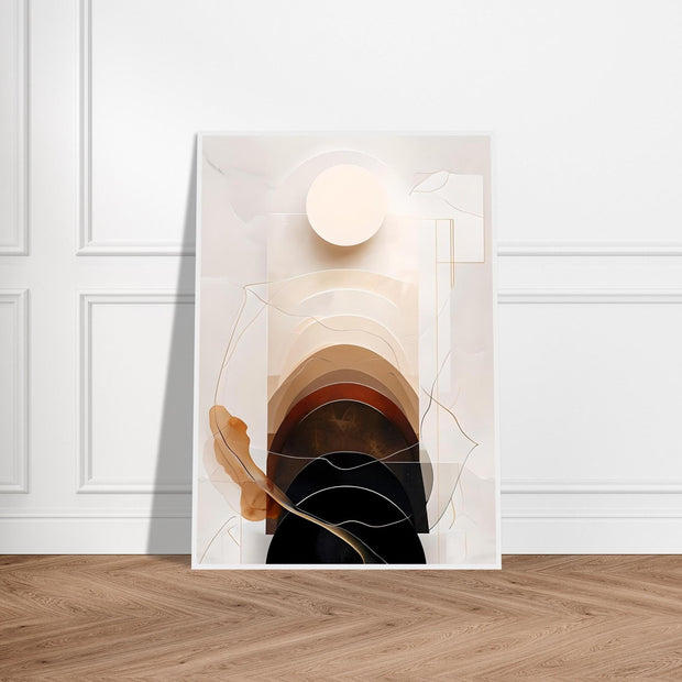 Neutral Abstract Arch & Moon – Minimal Wall Art