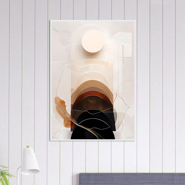 Neutral Abstract Arch & Moon – Minimal Wall Art