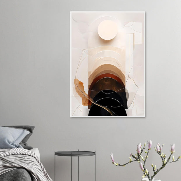 Neutral Abstract Arch & Moon – Minimal Wall Art