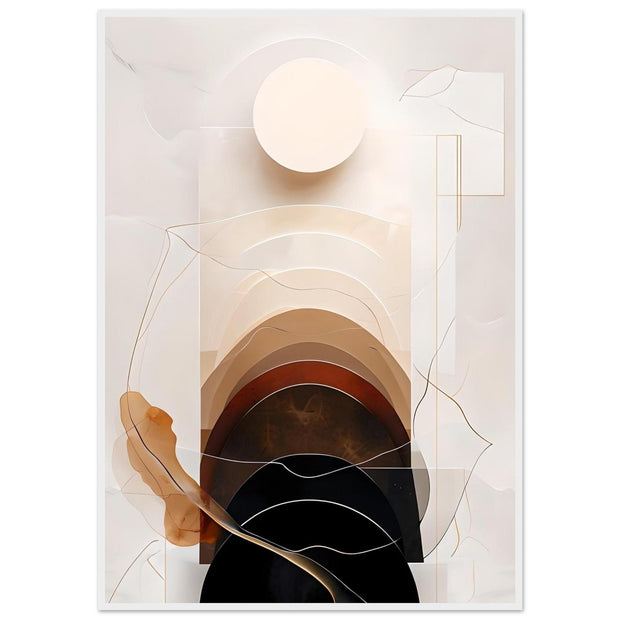 Neutral Abstract Arch & Moon – Minimal Wall Art