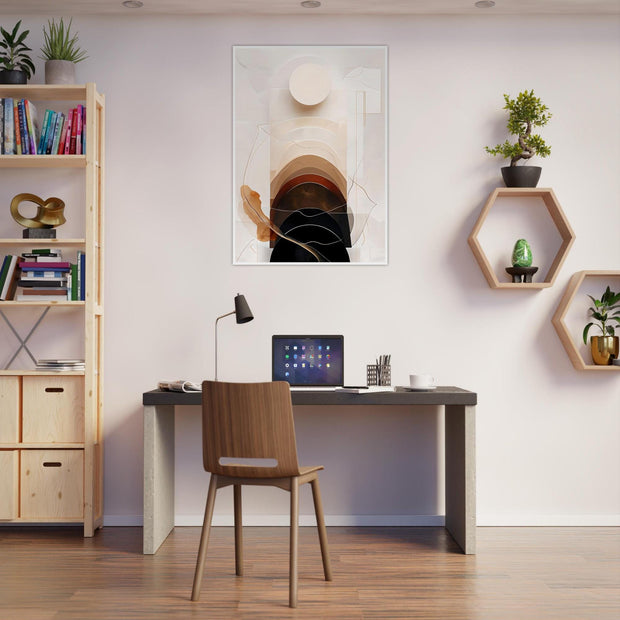 Neutral Abstract Arch & Moon – Minimal Wall Art