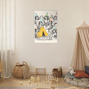 Monkey Party Camping Print – Jungle Nursery Wall Art