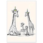 Giraffe Family Tea Party Wall Art | Nursery Animal Print | Whimsical Safari Poster | Framed Jungle Decor for Baby Room