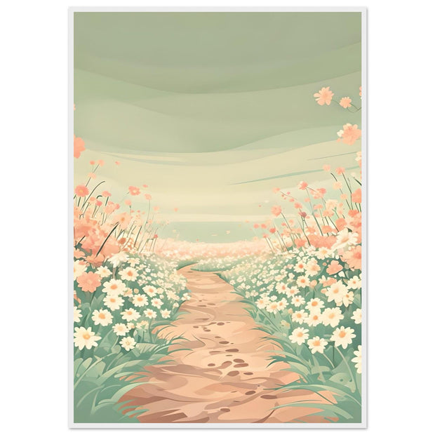 Pastel Wildflower Path Printable Art – Whimsical Floral Nursery Wall Decor, Soft Garden Landscape Digital Download