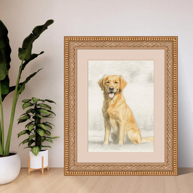 Custom Pencil Sketch Pet Portrait with Partial Colour | Personalised Dog or Cat Drawing from Photo | Hand-Drawn Animal Art Print Gift
