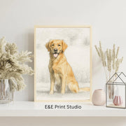 Custom Pencil Sketch Pet Portrait with Partial Colour | Personalised Dog or Cat Drawing from Photo | Hand-Drawn Animal Art Print Gift
