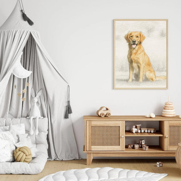 Custom Pencil Sketch Pet Portrait with Partial Colour | Personalised Dog or Cat Drawing from Photo | Hand-Drawn Animal Art Print Gift