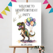 Custom Dinosaur Birthday Poster | T-Rex with Balloons | Editable Name & Date | Digital Download