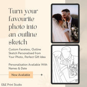 Custom Faceless Line Art Portrait | Minimalist Sketch from Photo | Digital Download