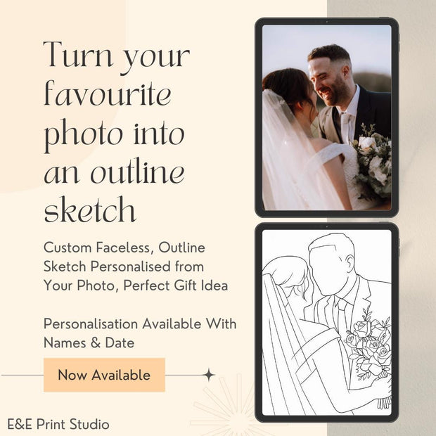 Custom Faceless Line Art Portrait | Minimalist Sketch from Photo | Digital Download