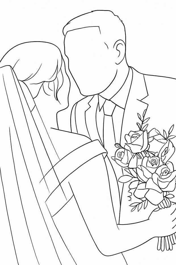 Custom Faceless Line Art Portrait | Minimalist Sketch from Photo | Digital Download
