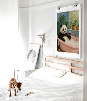 Funny Panda Bathroom Wall Art | Relaxing Panda in Bathtub with Wine Glass | Self-Care Animal Poster | Digital Download Printable Decor
